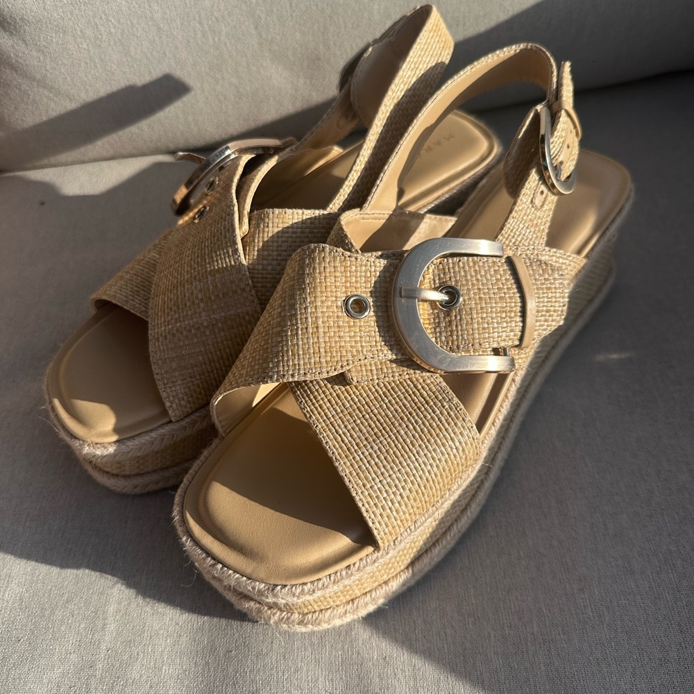 Marc Fisher Tan Espadrille Sandals with Platform Sole